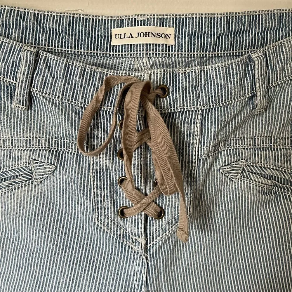 Ulla Johnson Pin Striped Flare ankle jeans size 2 preowned - Picture 3 of 8